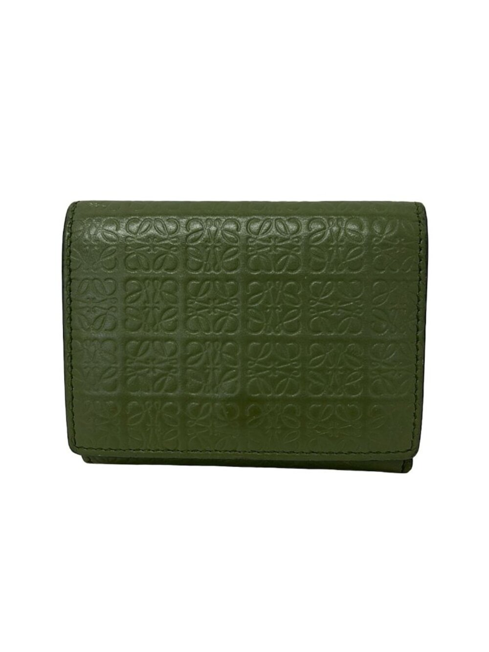 Loewe Trifold Wallet Repeat Khaki Leather